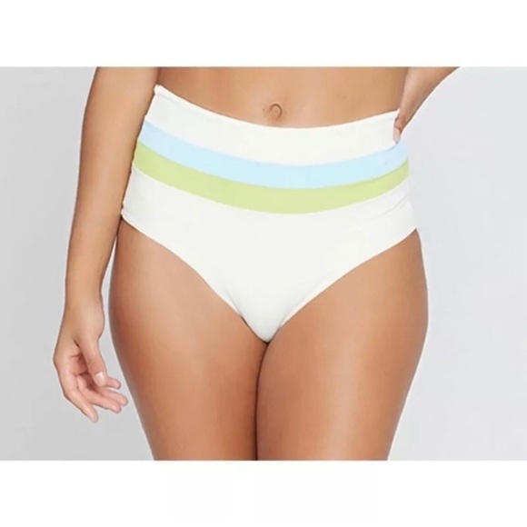 NEW L*SPACE Portia Striped High-Waisted Bikini Bottoms - Picture 1 of 2